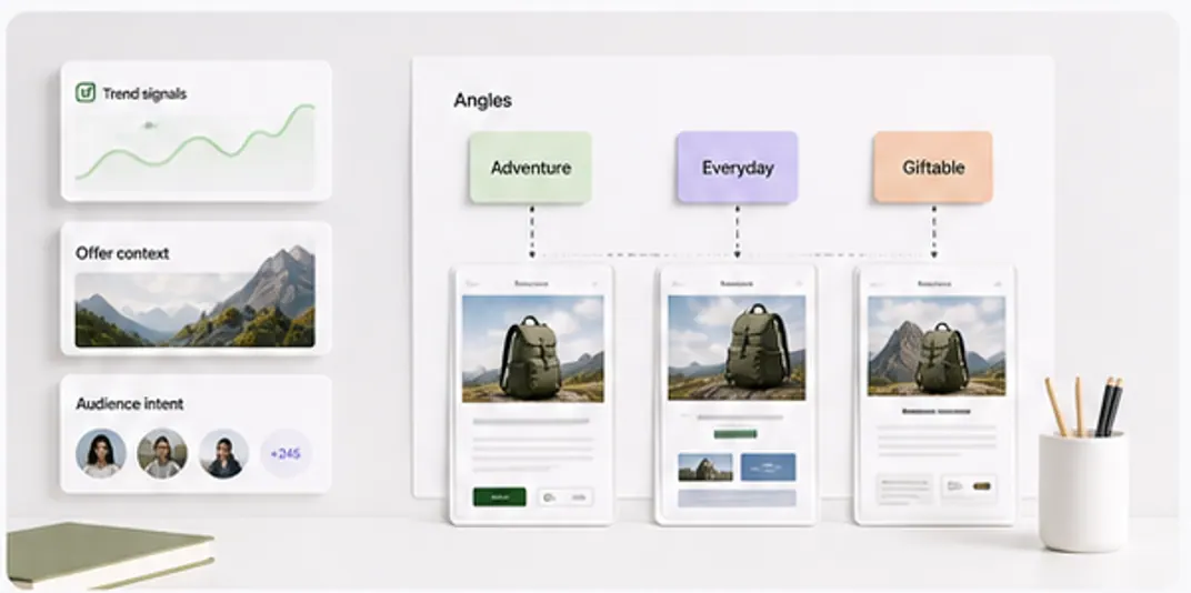 Campaign angle board turning offer context into page layout variants